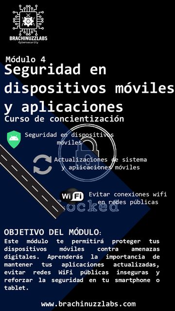 Afiche del módulo 4: Seguridad en dispositivos móviles y aplicaciones