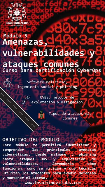 Afiche del módulo 5: Amenazas, vulnerabilidades y ataques comunes